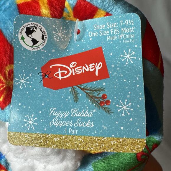 Disney Stitch Fuzzy Babba Non-Slip Slipper Socks Holiday Gifts Print One Size - Picture 8 of 10